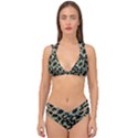 Dark Interlace Motif Mosaic Pattern Double Strap Halter Bikini Set View1