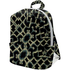 Dark Interlace Motif Mosaic Pattern Zip Up Backpack by dflcprintsclothing