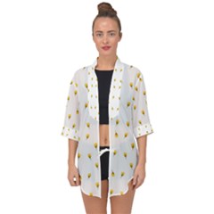 Bright Rose Motif Print Pattern Open Front Chiffon Kimono by dflcprintsclothing