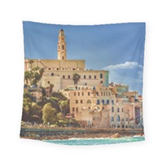 Old Jaffa Cityscape, Israel Square Tapestry (small) by dflcprintsclothing