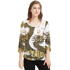 Dragon Animals Monster Chiffon Quarter Sleeve Blouse by HermanTelo