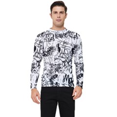 Black And White Graffiti Abstract Collage Men s Long Sleeve Rash Guard by dflcprintsclothing