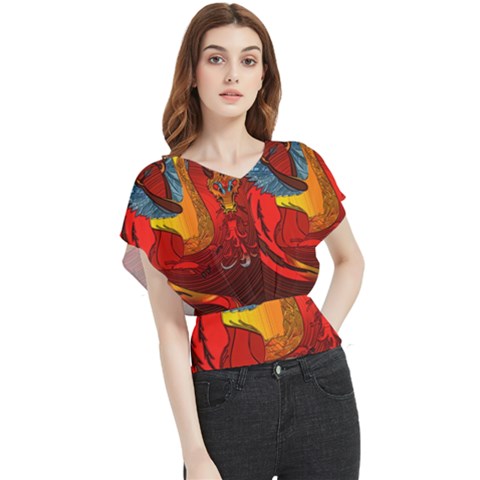 Dragon Metallizer Butterfly Chiffon Blouse by HermanTelo