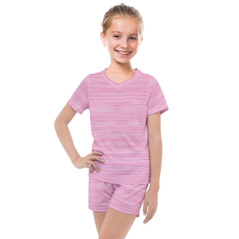 Pink Knitting Kids  Mesh Tee And Shorts Set by goljakoff