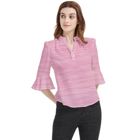 Pink Knitting Loose Horn Sleeve Chiffon Blouse by goljakoff
