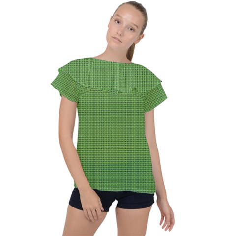 Green Knitting Ruffle Collar Chiffon Blouse by goljakoff