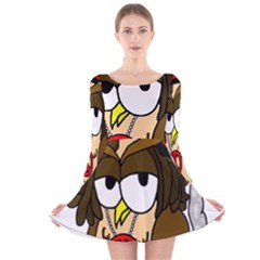  Rainbow Stoner Owl Long Sleeve Velvet Skater Dress by IIPhotographyAndDesigns