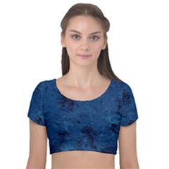 Gc (39) Velvet Short Sleeve Crop Top  by GiancarloCesari