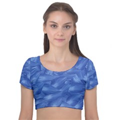 Gc (89) Velvet Short Sleeve Crop Top  by GiancarloCesari
