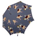 Cute  Pattern With  Dancing Ballerinas On The Blue Background Hook Handle Umbrellas (Large) View2