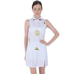 Cute Delicate Seamless Pattern With Little Princesses In Scandinavian Style With Texture Of Natural Women s Sleeveless Polo Tee by EvgeniiaBychkova