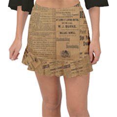 Antique Newspaper 1888 Fishtail Mini Chiffon Skirt by ArtsyWishy