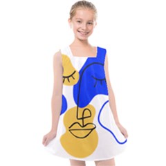 Evening Mood Face Drawing Kids  Cross Back Dress by ArtsyWishy