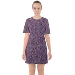 Purple Leather Snakeskin Design Sixties Short Sleeve Mini Dress by ArtsyWishy