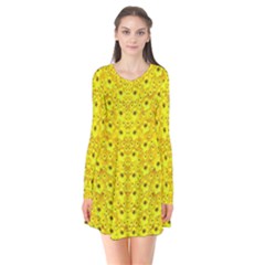 Flowers From Heaven  With A Modern Touch Long Sleeve V-neck Flare Dress by pepitasart