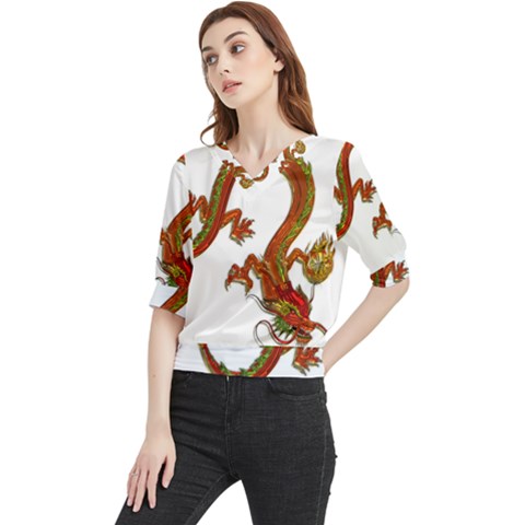 Dragon Art Glass Metalizer China Quarter Sleeve Blouse by HermanTelo