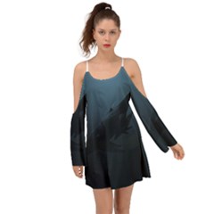 Blue Whale Family Kimono Sleeves Boho Dress by goljakoff