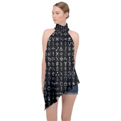 Alchemical Symbols - Collected Inverted Halter Asymmetric Satin Top by WetdryvacsLair