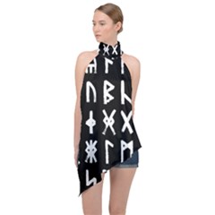 The Anglo Saxon Futhorc Collected Inverted Halter Asymmetric Satin Top by WetdryvacsLair
