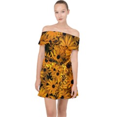 Rudbeckias  Off Shoulder Chiffon Dress by Sobalvarro