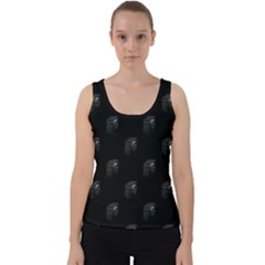 Arfican Head Sculpture Motif Print Pattern Velvet Tank Top by dflcprintsclothing