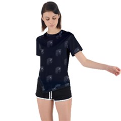 Arfican Head Sculpture Motif Print Pattern Asymmetrical Short Sleeve Sports Tee by dflcprintsclothing