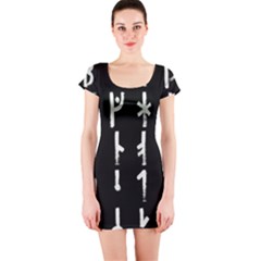 Medieval Runes Collected Inverted Complete Short Sleeve Bodycon Dress by WetdryvacsLair