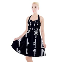 Medieval Runes Collected Inverted Complete Halter Party Swing Dress  by WetdryvacsLair
