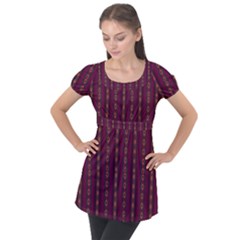 Maroon Sprinkles Puff Sleeve Tunic Top by Sparkle