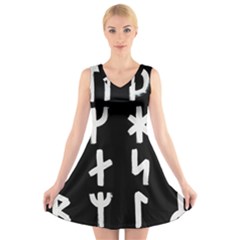 Younger Futhark Rune Set Collected Inverted V-neck Sleeveless Dress by WetdryvacsLair