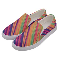 Colorful Stripes Men s Canvas Slip Ons by Dazzleway