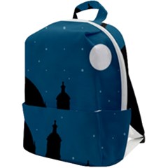 Silhouette Night Scene Cityscape Illustration Zip Up Backpack by dflcprintsclothing