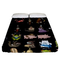 Glitch Glitchen Npc Animals And Characters Pattern Fitted Sheet (queen Size) by WetdryvacsLair