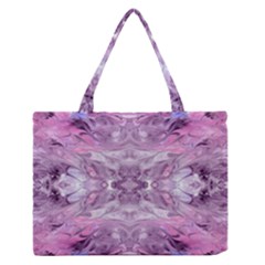 Pink Grey Repeats Zipper Medium Tote Bag by kaleidomarblingart