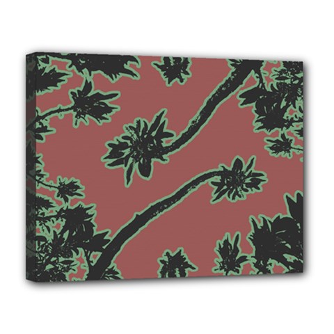 Tropical Style Floral Motif Print Pattern Canvas 14  X 11  (stretched) by dflcprintsclothing
