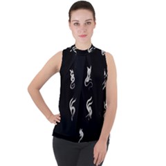 Katzen Cats Mock Neck Chiffon Sleeveless Top by WetdryvacsLair