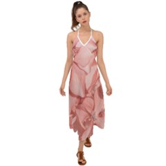 Coral Colored Hortensias Floral Photo Halter Tie Back Dress  by dflcprintsclothing