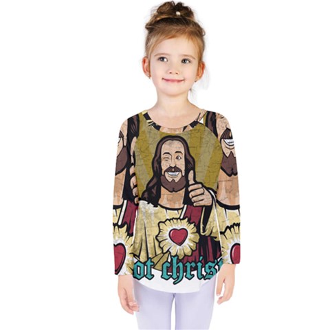 Buddy Christ Kids  Long Sleeve Tee by Valentinaart
