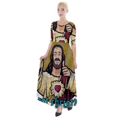 Buddy Christ Half Sleeves Maxi Dress by Valentinaart