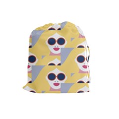 Fashion Faces Drawstring Pouch (large) by Sparkle