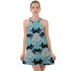 Digital Waves Halter Tie Back Chiffon Dress by Sparkle