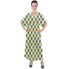 Holiday Pineapple V-neck Boho Style Maxi Dress by Sparkle