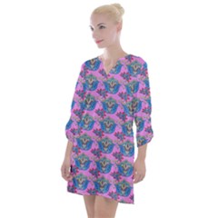 Floral Pattern Open Neck Shift Dress by Sparkle
