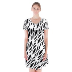 Vertical Short Sleeve V-neck Flare Dress by Sobalvarro