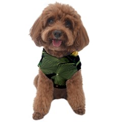 Tropical Vintage Yellow Hibiscus Floral Green Leaves Seamless Pattern Black Background  Dog Sweater by Sobalvarro