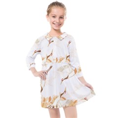 Birds And Flowers  Kids  Quarter Sleeve Shirt Dress by Sobalvarro
