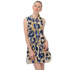 Leopard Skin  Sleeveless Shirt Dress by Sobalvarro