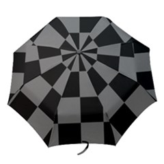 Black Gingham Check Pattern Folding Umbrellas by yoursparklingshop