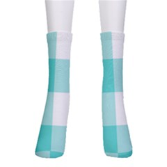 Turquoise And White Buffalo Check Men s Crew Socks by yoursparklingshop