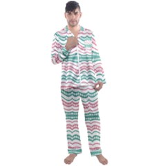 Waving Lines Vivid Pattern Men s Long Sleeve Satin Pajamas Set by dflcprintsclothing